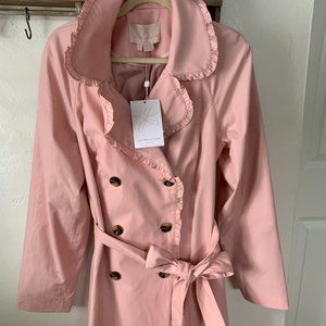 NWT Gal Meets Glam Josie Pink Ruffle Trench Jacket